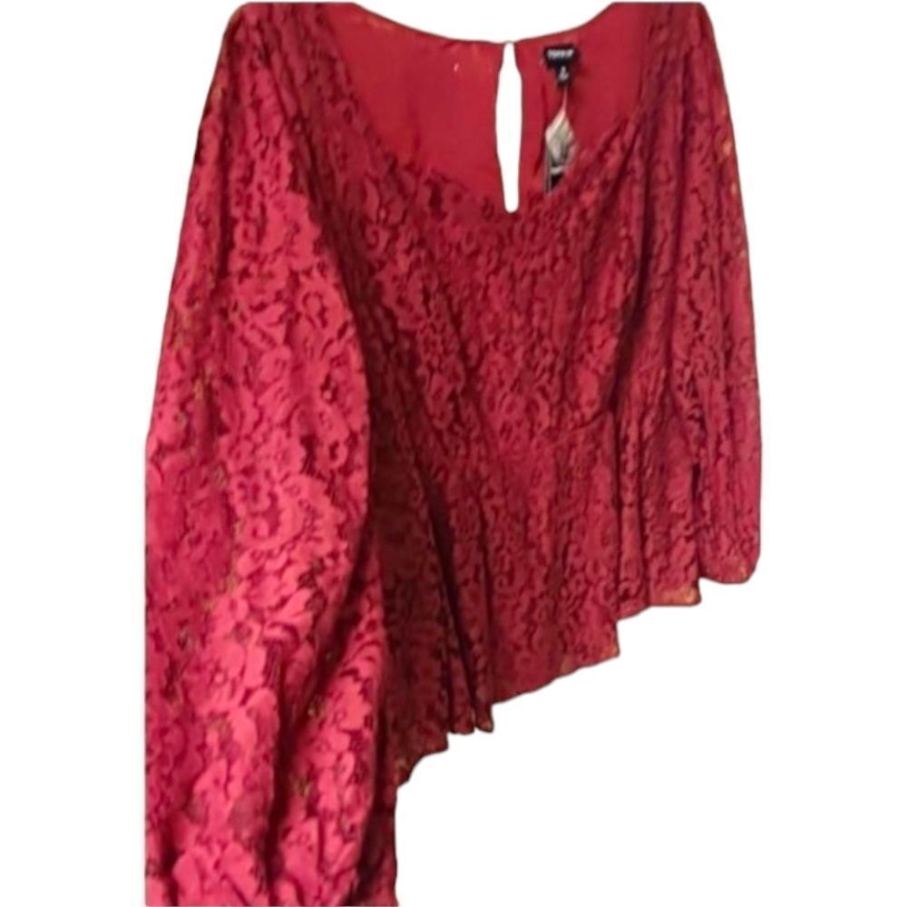 TORRID Plus Size  rhubarb peplum lace longsleeve puff sleeve top 3X - Picture 4 of 16
